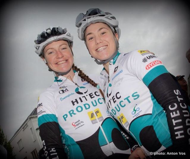 Lauren and I before the start of Ronde van Vlaanderen. ©Anton Vos